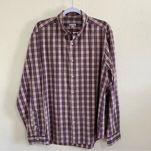 Steven Alan Purple, Olive Green, Red Plaid Long Sleeve Button Down Shirt Size XL